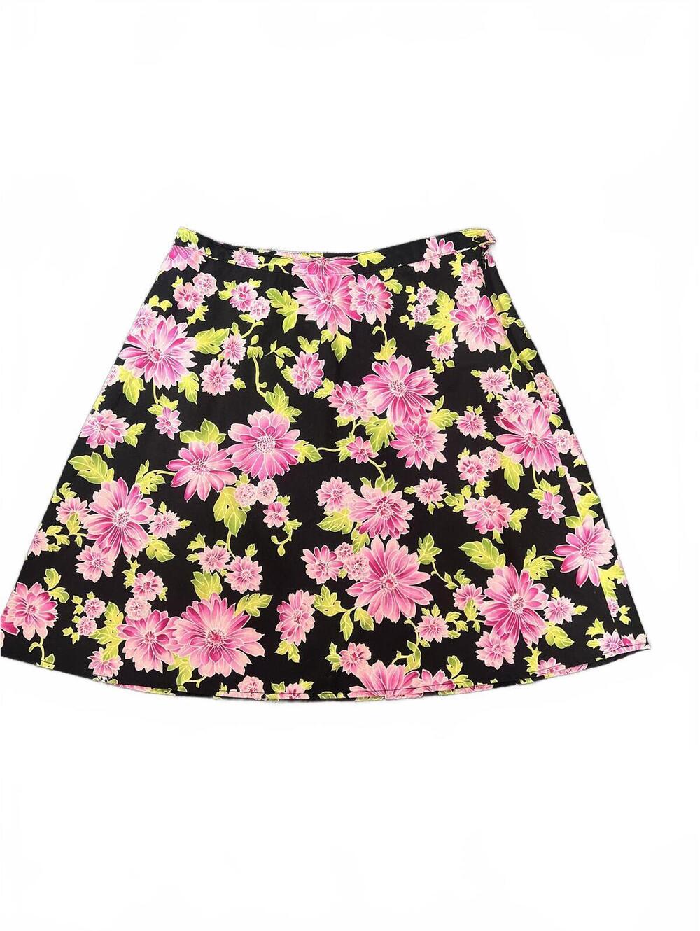 Y2K AGB Byer California Floral Skirt Pink Black Cottagecore Size 14